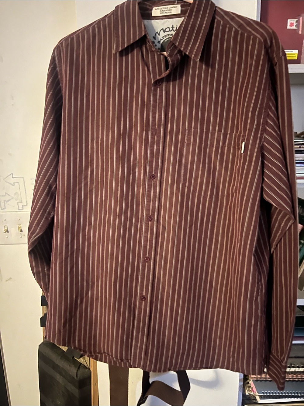 Matix wine Stripe Long-Sleeve Button-Up Shirt
